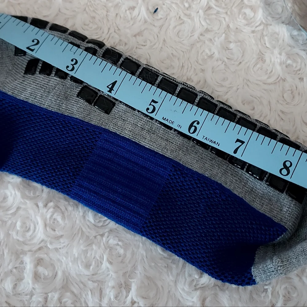 Heavy blue gray cozy slipper socks with non-skid sole warm winter